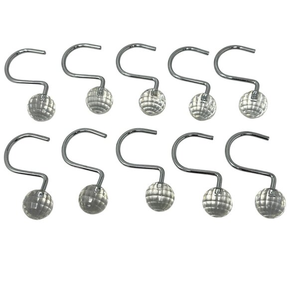 Clear Acrylic Disco Ball Shower Curtain Hooks Set of 12 1 Inch Diameter - Picture 1 of 4